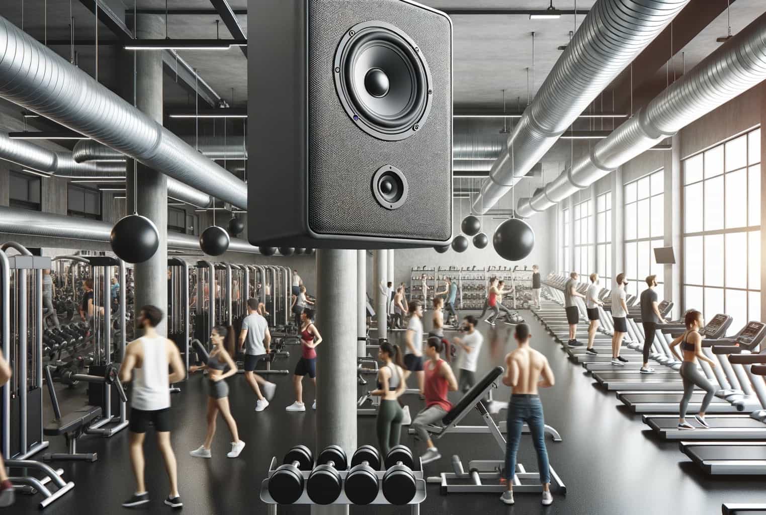 People listening to audio in the gym
