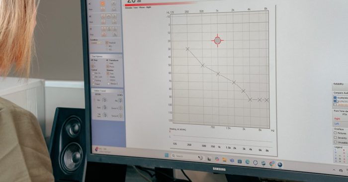 hearing test being conducted on a computer