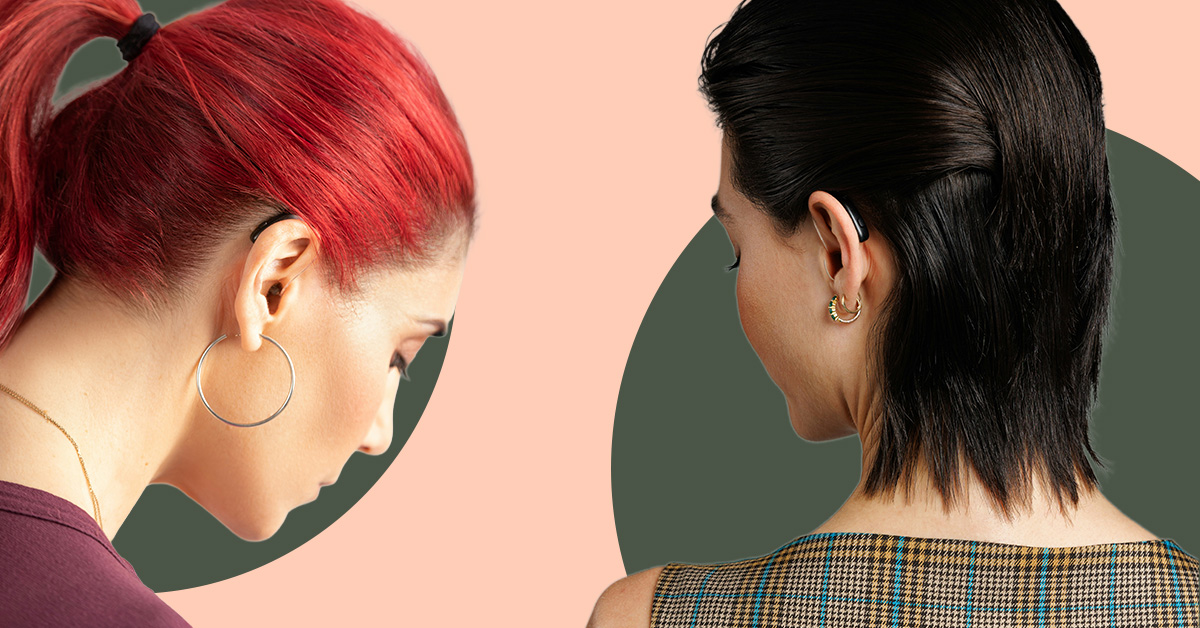 Too young for hearing aids? A picture of two young women wearing resound hearing aids.