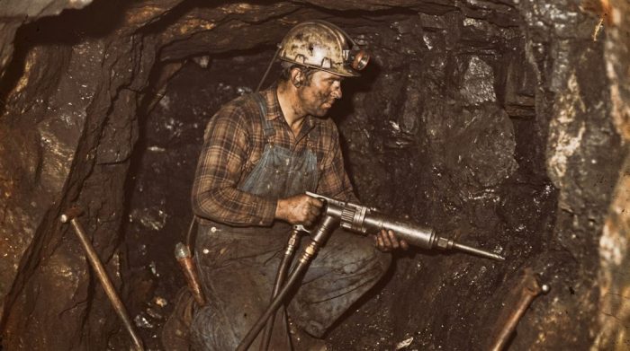 Miner working in a coal mine