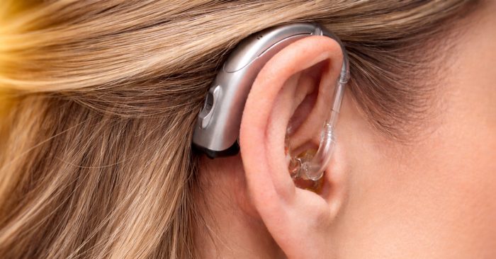 Widex behind the ear hearing aid with ear hook