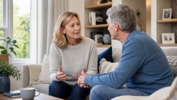 Couple having a clear conversation at home
