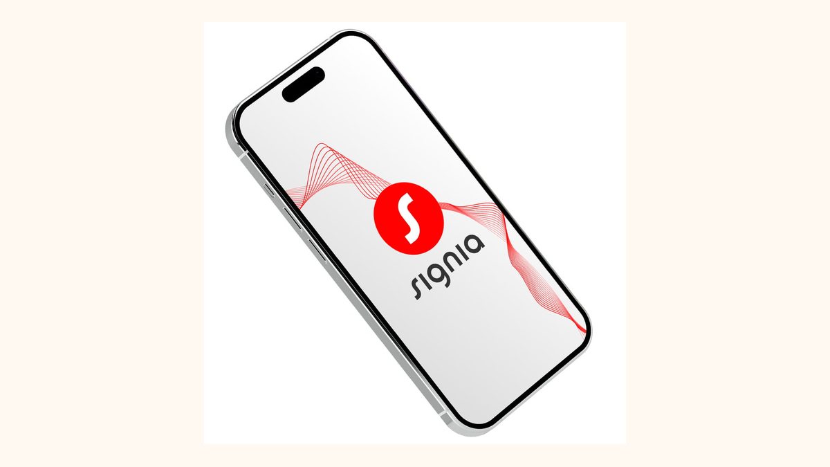 Signia app shown on a smartphone