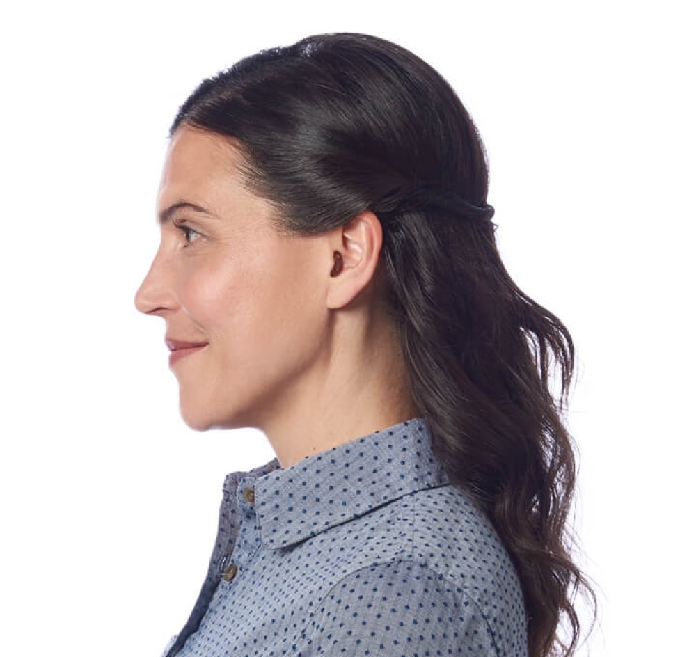 Starkey completely-in-canal hearing aid worn in the ear