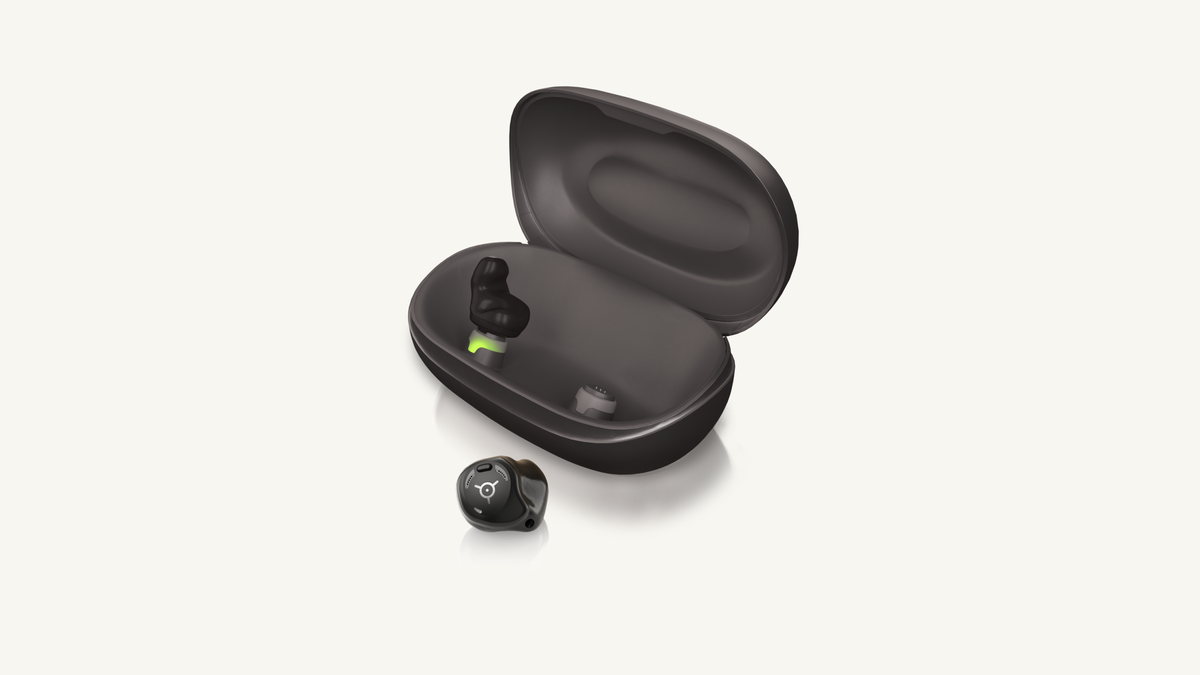 Unitron Insera S-R hearing aids in rechargeable charger