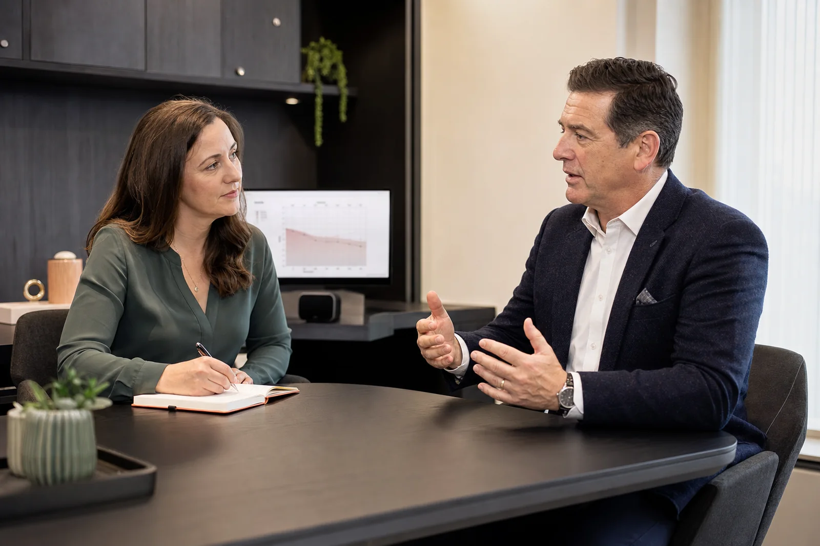 Audiologist discussing hearing results with a patient during a Complete Hearing Assessment