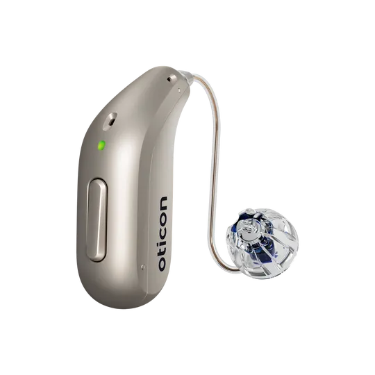 Oticon Reveal miniRITE R hearing aid in Chroma Beige